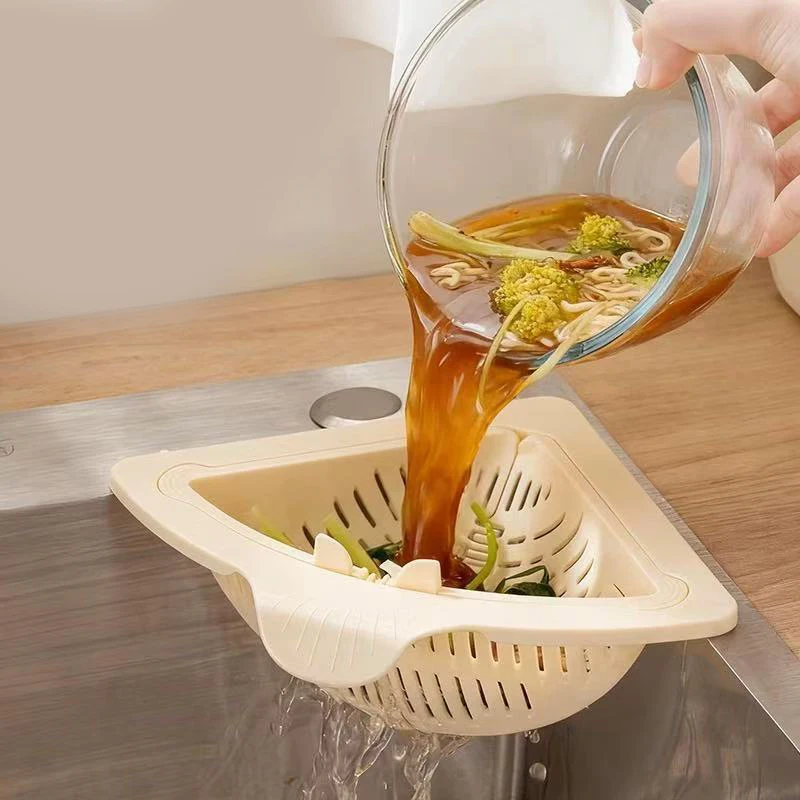 

LSink Food Catcher Corner Basket Magnetic Suction Drainage Triangle Drying Rack No-Drill Kitchen Cleaning Drain Baskets 1PC