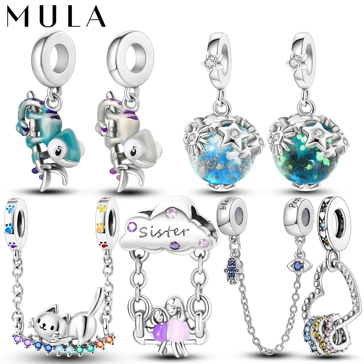 Mula 1pc chamäleon silber palted charms farbwechsel nde kristall kugel fit original schlangen kette armband diy schmuck geschenk für frauen