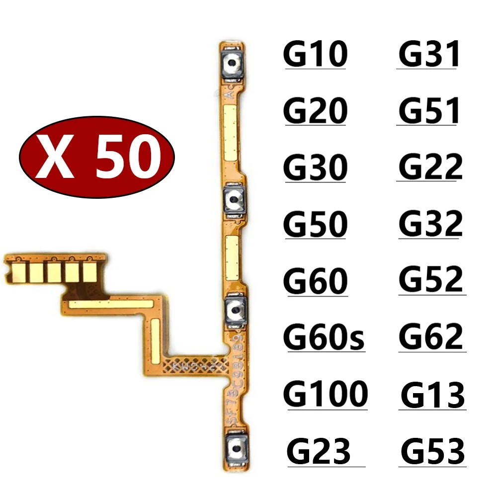 50Pcs, Power On Off Volume Side Button Key Flex Cable For Moto G10 G20 G30 G100 G50 G60 G60s G31 G51 G22 G32 G52 G62 G13 G23 5G