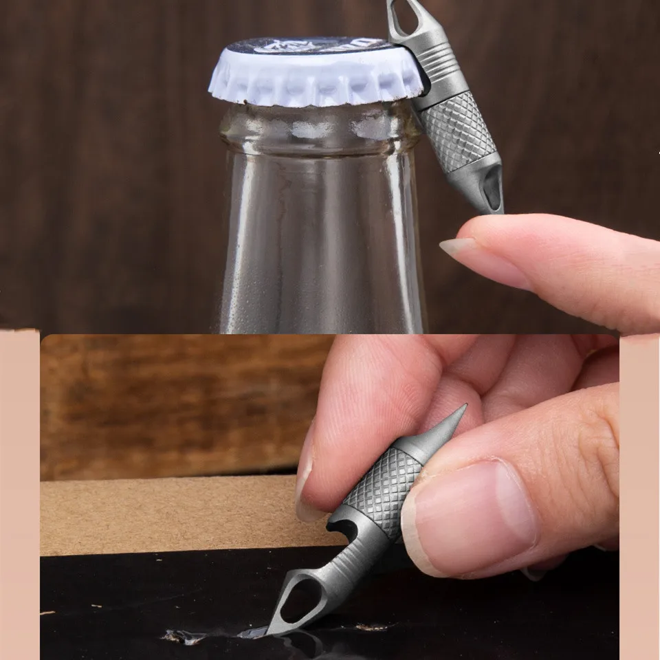 360 ° Rotation EDC Keychain Bottle Opener Multi-Function Tool Portable Titanium Alloy