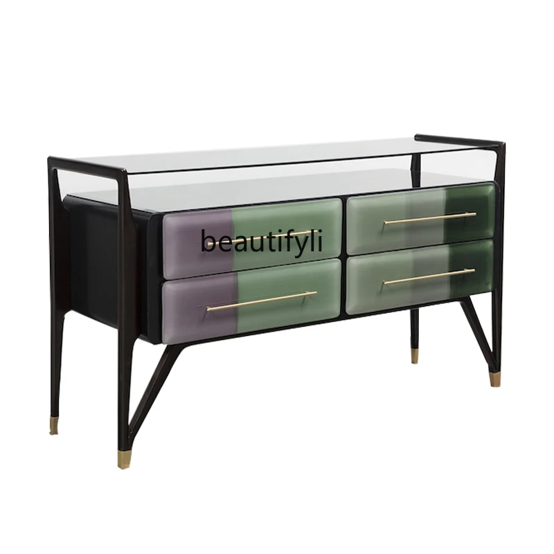 

Stainless steel storage cabinet, dining side cabinet creative decorative cabinet