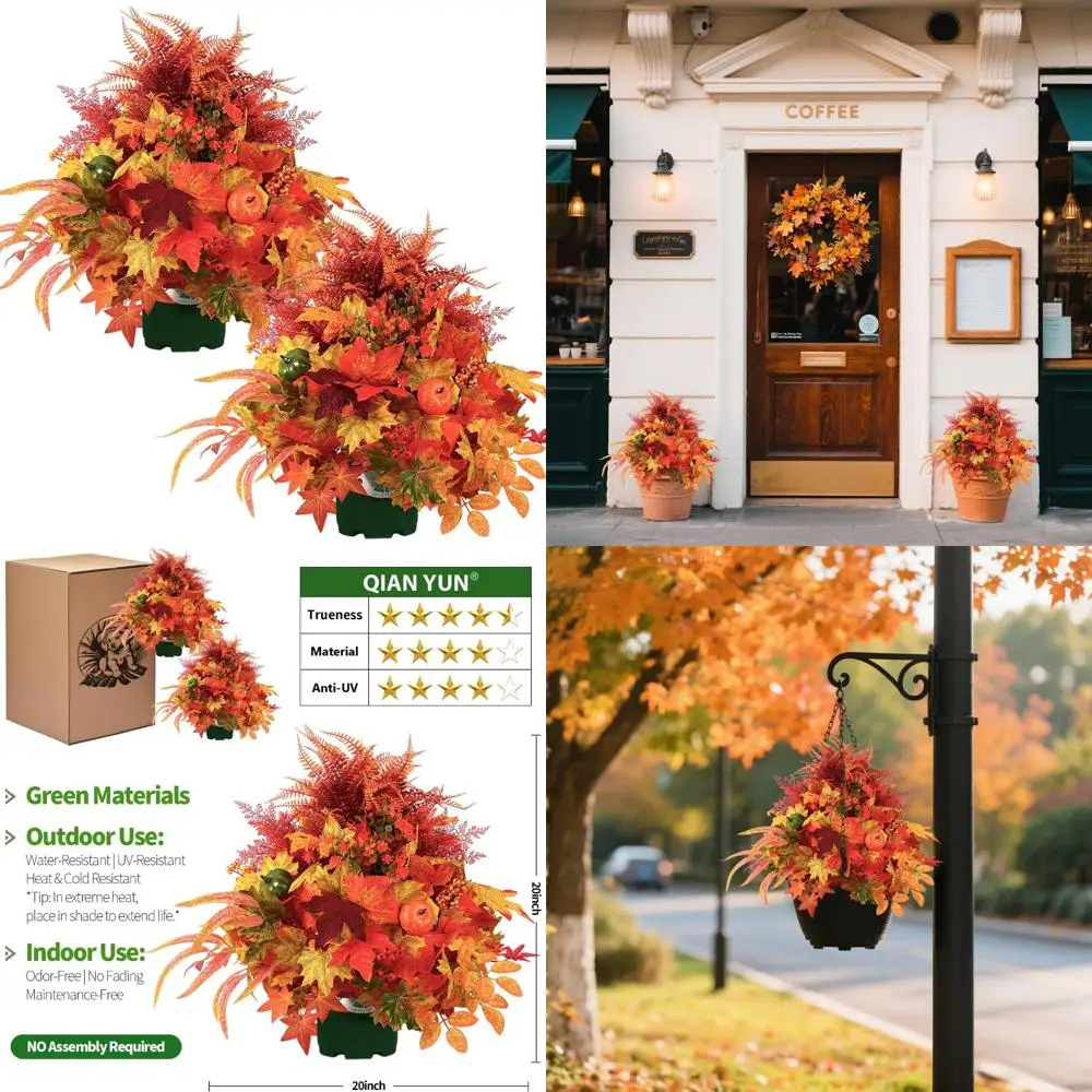 

Осенние уличные искусственные растения из тыквы и кленового листа для украшения Дня Благодарения и Хэллоуина