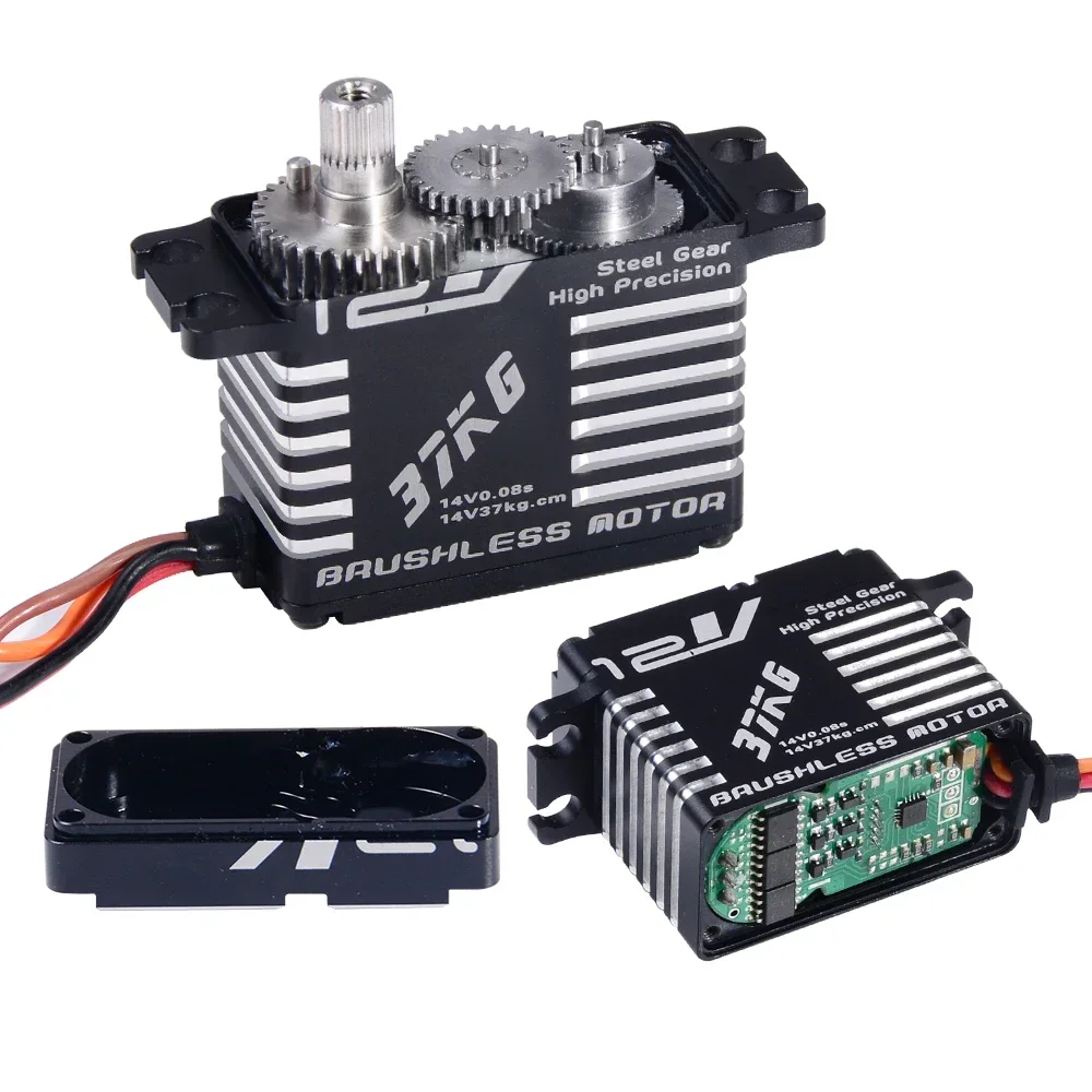 JX BLS-12V7137 37kg engranaje de Metal de acero de alta precisión servomotor sin escobillas Digital CNC completo para coches RC oruga barco Robot Drone