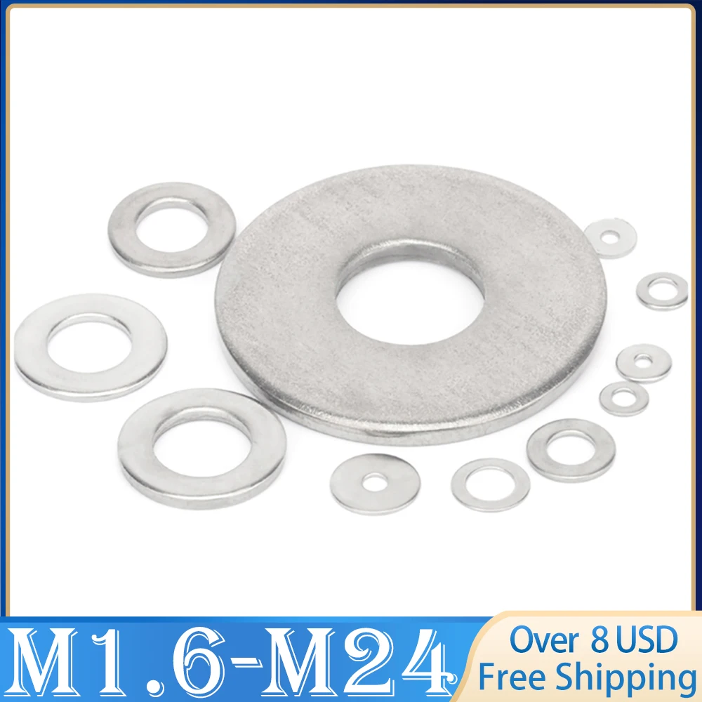 

1/50pcs M2.5 M3 M4 M5 M6 M8 M10 M12 M14 M16 M24 A2-70 304 Stainless Steel Large Size Oversize Big Wider Flat Washer Plain Gasket