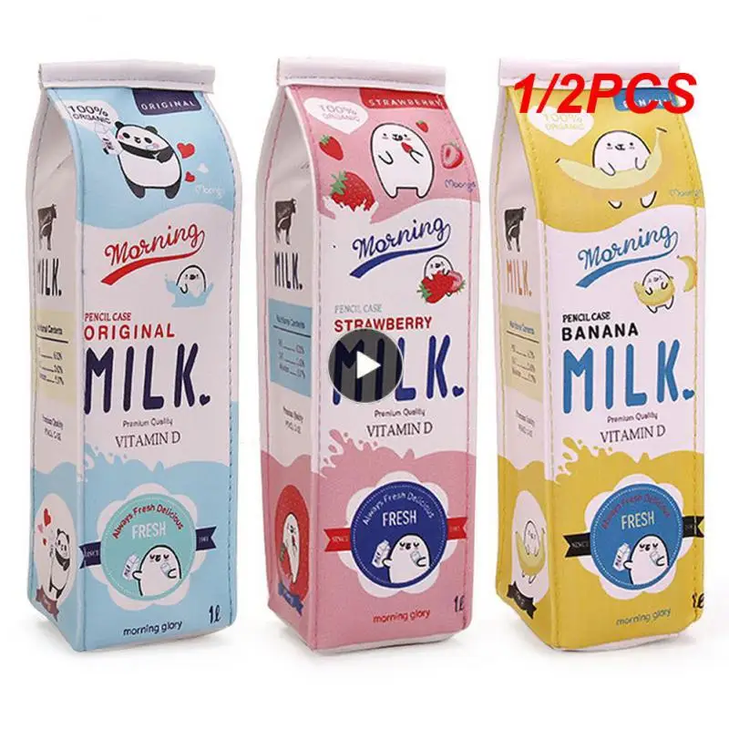 1/2PCS Kreative Schule Bleistift Fall Nette Tiere Obst Milch Box Stift Tasche Kawaii Schreibwaren Büro Schule Liefert koreanische