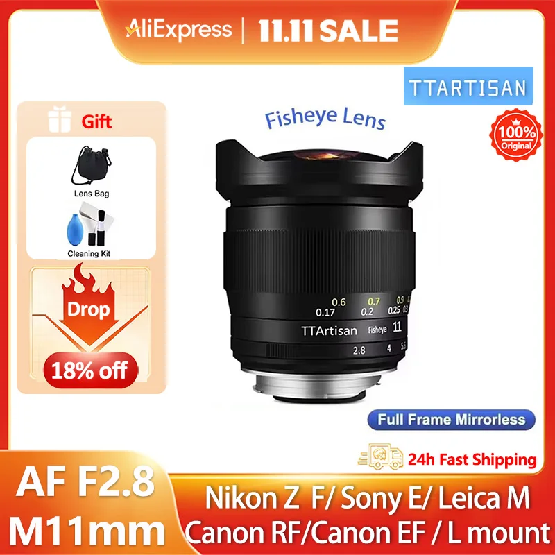 TTArtisan 11 مللي متر F2.8 كامل الإطار عين السمكة عدسة زاوية واسعة ل لايكا م لايكا L كانون RF نيكون Z Z6 سوني E A7III كانون EF نيكون F