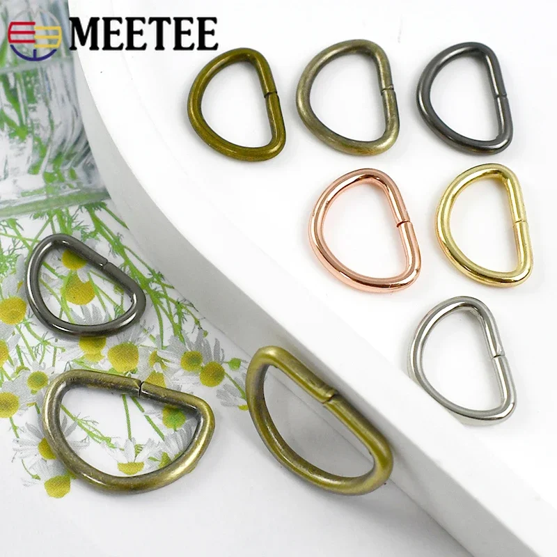 50/100/200Pcs 10/13mm Metal D Ring Buckles for Bag Strap Dog Collar Webbing Adjust Hook Clasp Connection Loops DIY Accessories