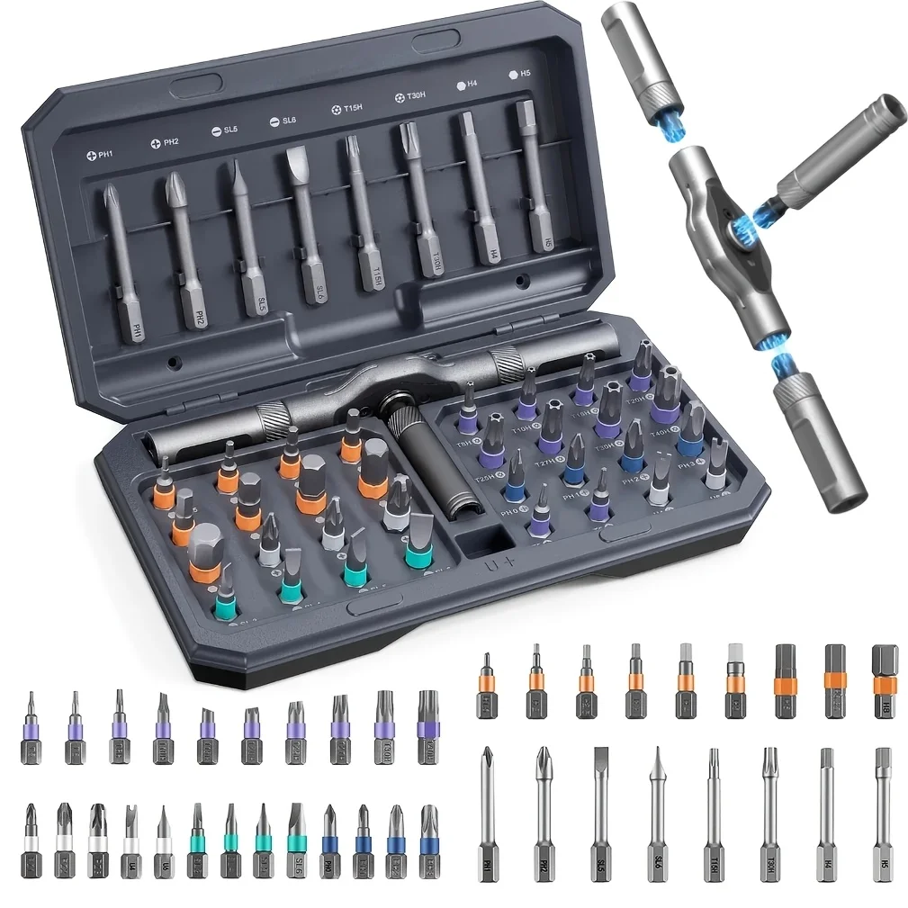 

Набор инструментов 42-в-1 / 24-в-1: Мощный магнитный набор отверток и трещоток, прецизионные отвертки с мульти-насадками, набор для ремонта