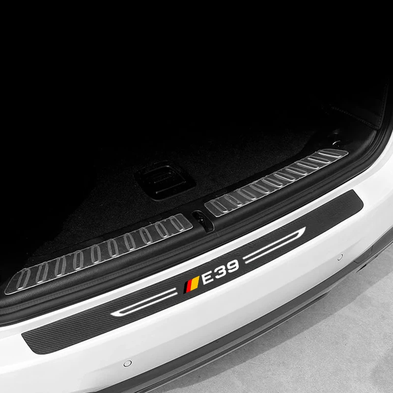 for BMW 5 Series E39 Logo Carbon Fiber Car Door Threshold Sill Scuff Plate Stickers Decals Film Auto Door Entry Pedal Guards