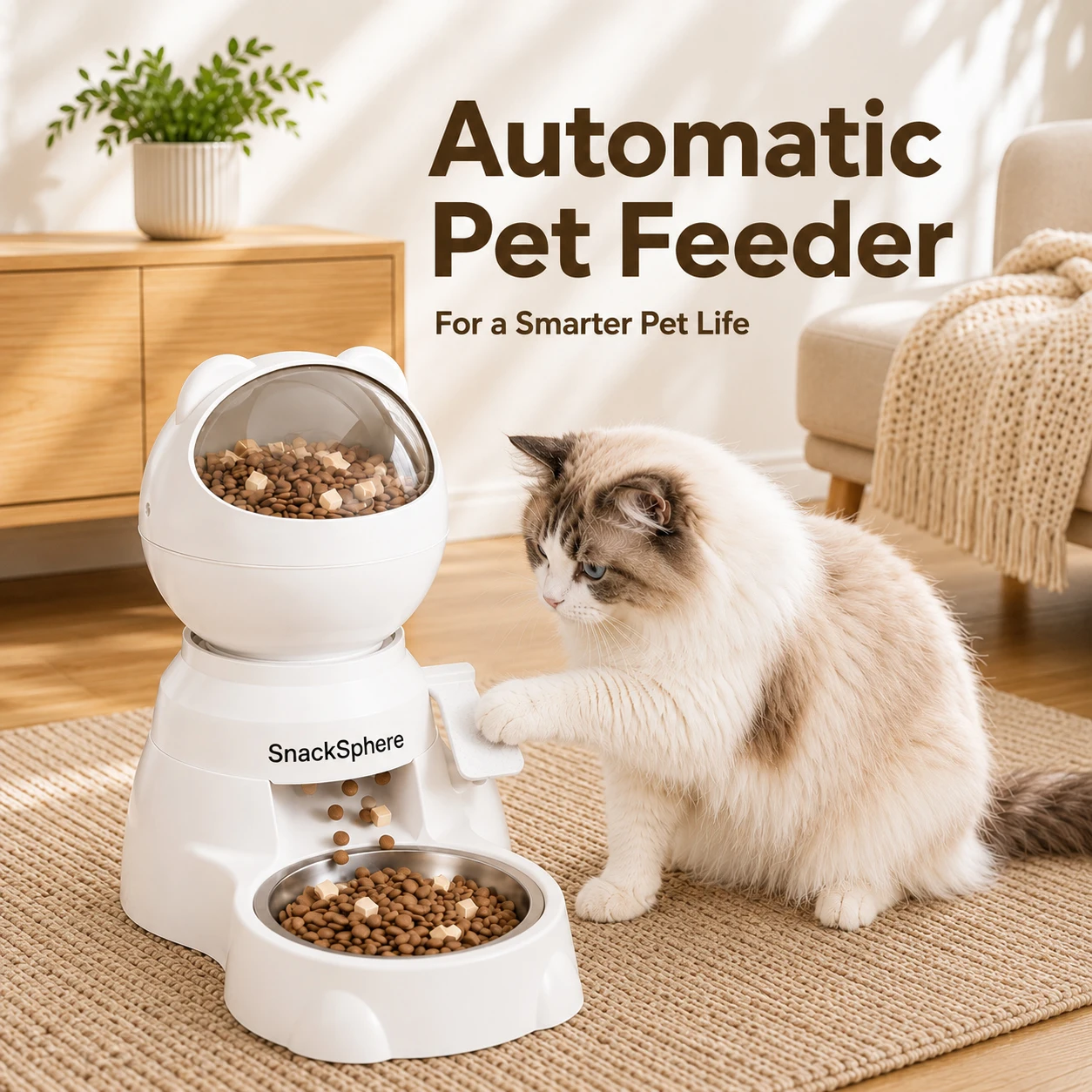 Large-Capacity Automatic Pet Feeder for Cats And Dogs Push-Button Feeding Small to Medium Dogs And Cats
