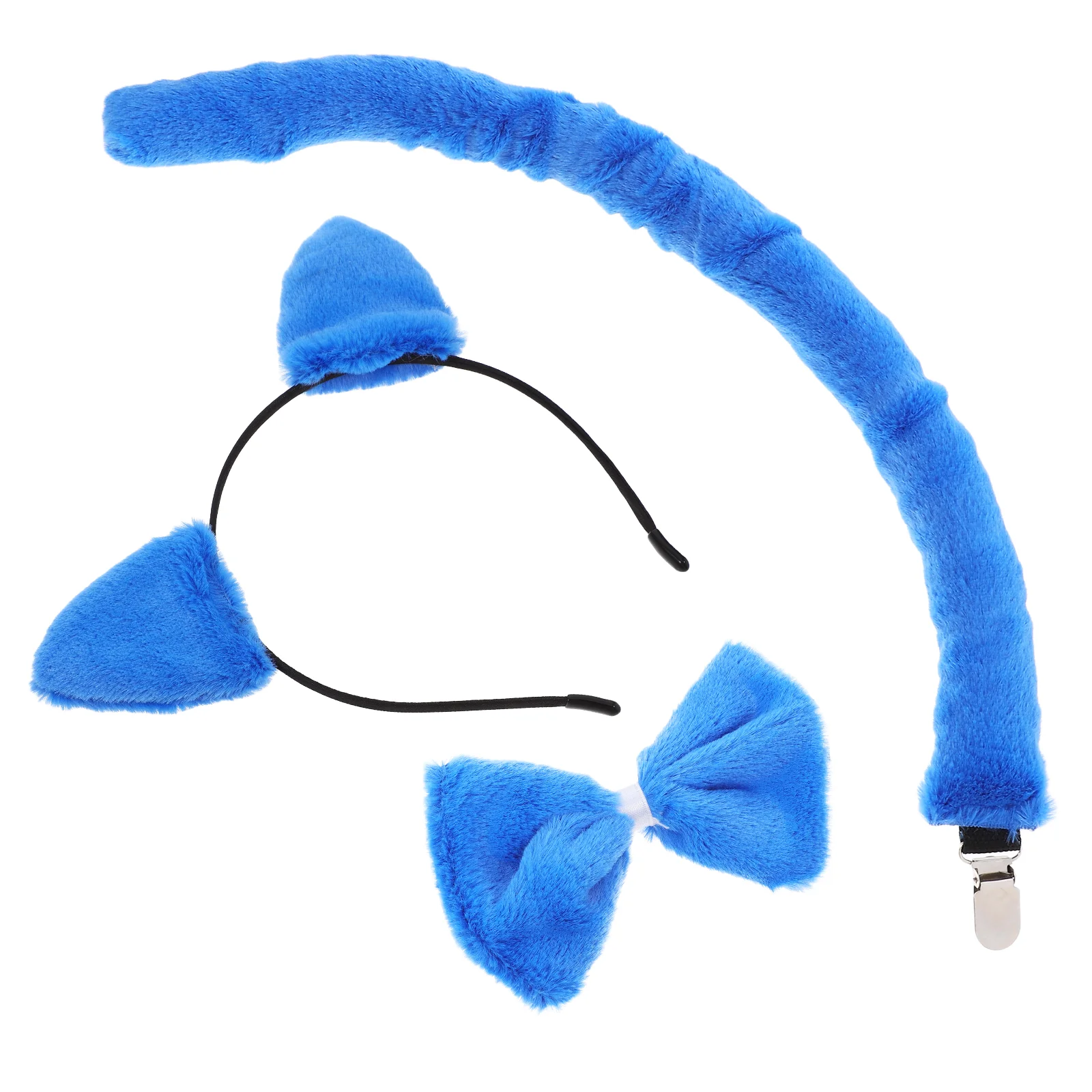 Cat Ears Headband Fluffy Tail Set for Women Halloween Cosplay Costume Accessories Fuzzy Plush Comfortable Wear