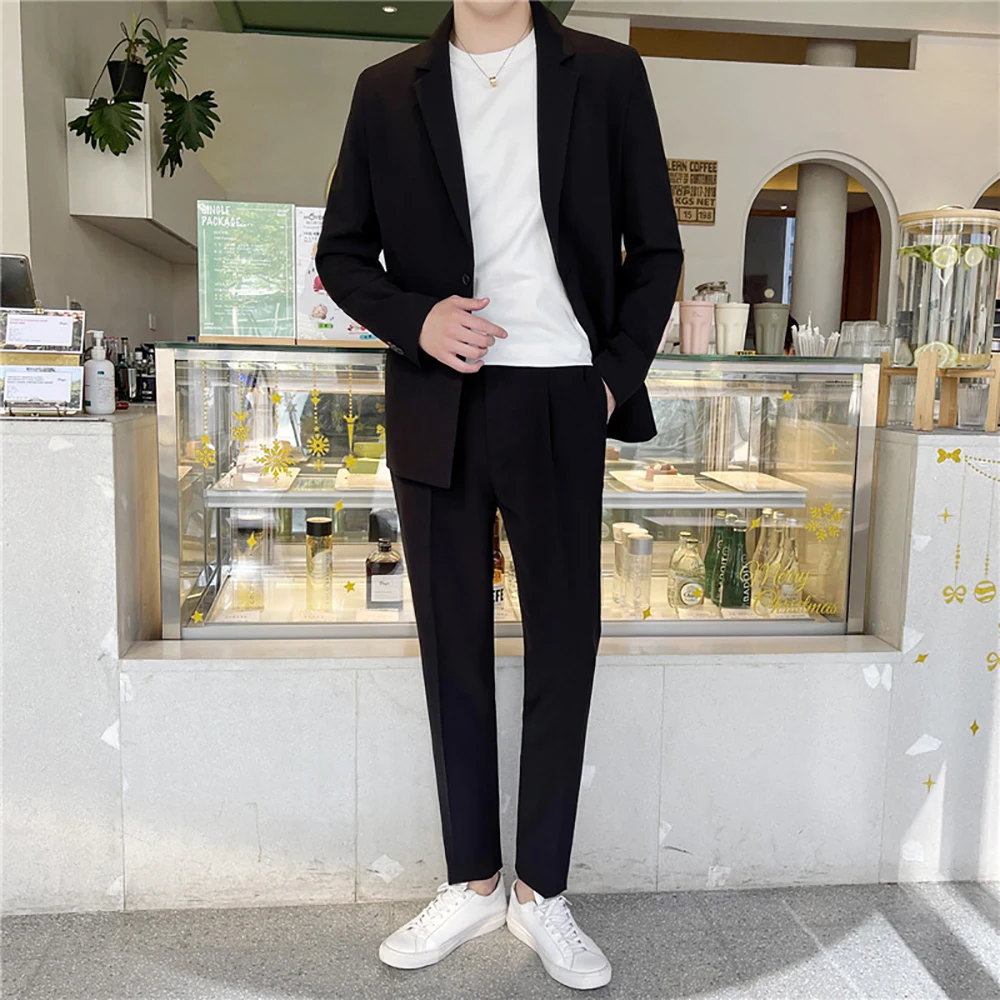 

Spring and summer thin suits for men (jacket, trousers) trendy loose custom wedding dresses, groomsmen dresses