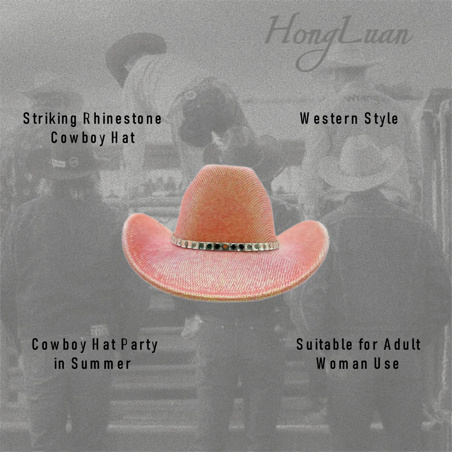 

HongLuan Glitter Costume Hat Adult & Cowboy Hats Rhinestone for Woman, Cowboy Cosplay Female Accessories & Cowgirl Cap