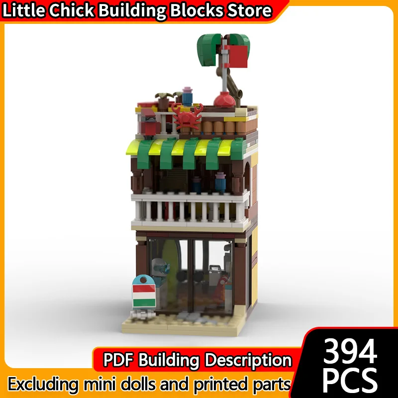 

City Street View Model MOC Building Bricks Beach Shopping Store Modular Technology Gifts Holiday Assemble Children Toys Suit