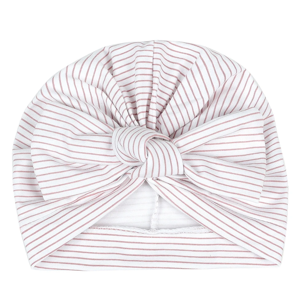 Newborn Baby Turban Caps Elastic Headwraps Cute Print Pullover Cap Large Bow Warm Hats Breathable Infants Knot Beanie Bonnet