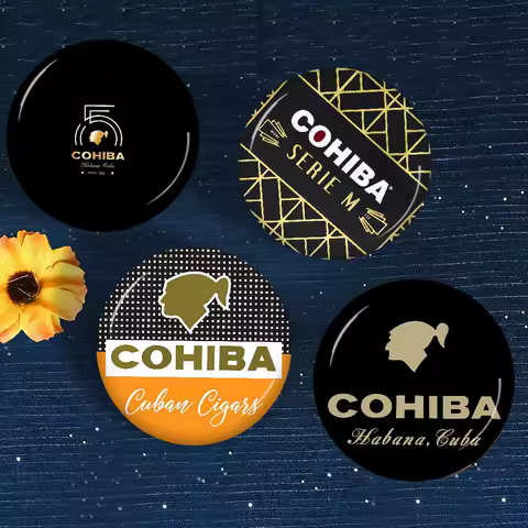 Cohibas Cigarette Creative Pins Funny Round Snap-in Brooch Badge Backpack Hat Accessories Jewelry Gifts For Friend