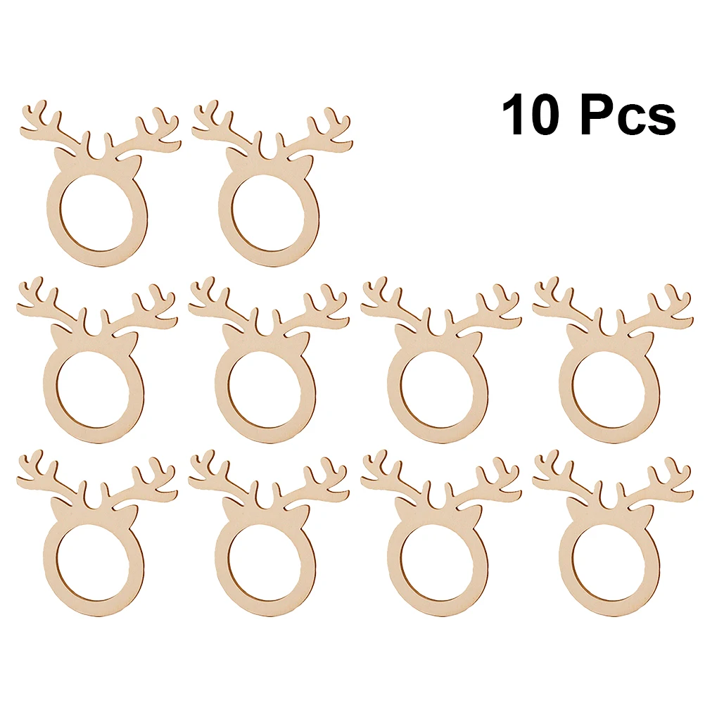 

10PCS Christmas Antler Napkin Rings Wedding Banquet Dinner Towel Napkin Holder Xmas Napkin Rings Wood Napkin Buckles