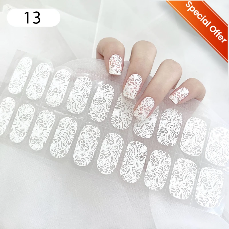 16/20pcs Gel Nail Stickers Effen Kleur Nail Semi-gebakken Tips Volledige UV Nail Need Decals Plakken lamp Manicure Beauty Tools