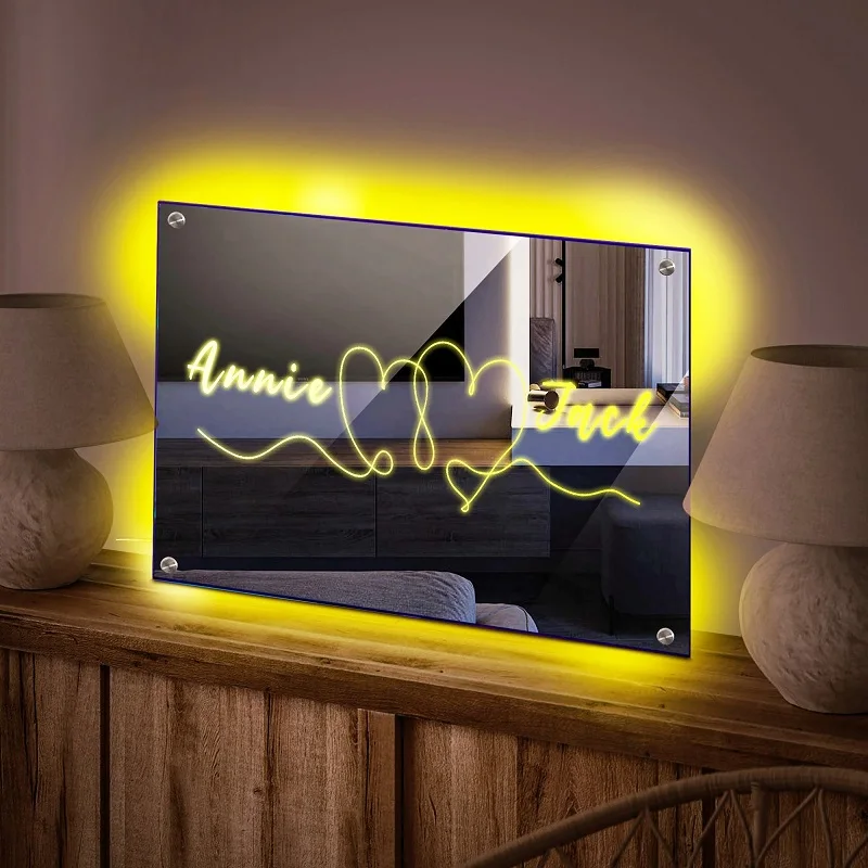 Personalized Mirror LED Light Home Decor Wedding Gift