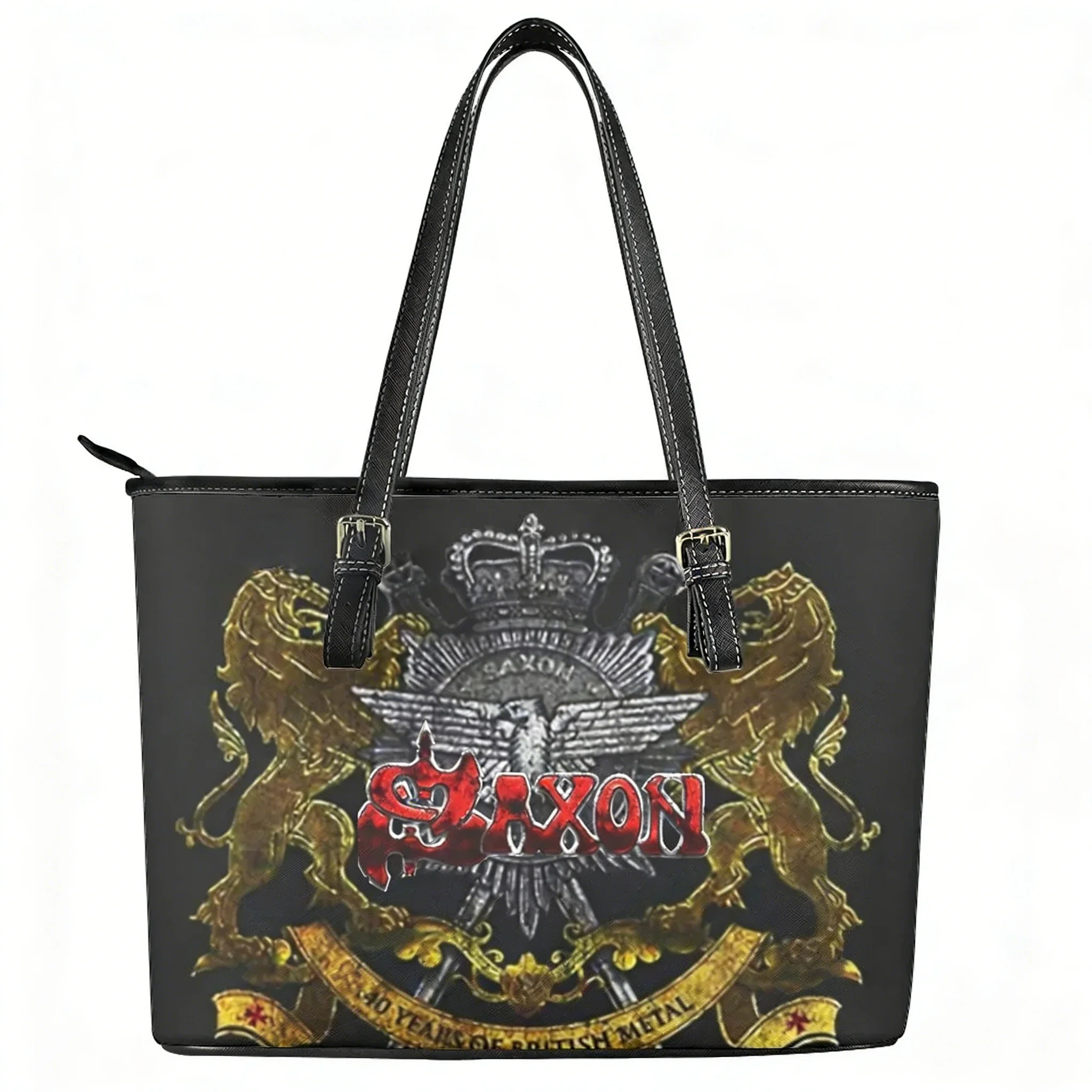 

Сумка-тоут Saxon Heavy Metals Band на заказ, женская и мужская, персонализированная, на плечо, деловая, кожаная, дорожная, подарочная