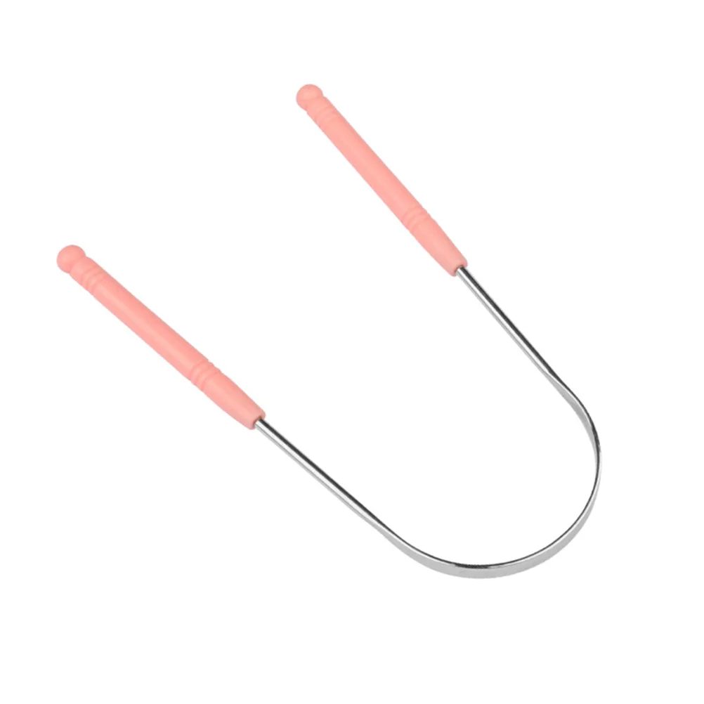 Coated Tongue Cleaner Tongue Cleaning Scraper Reusable Oral Care for (Pink) tongue scraper