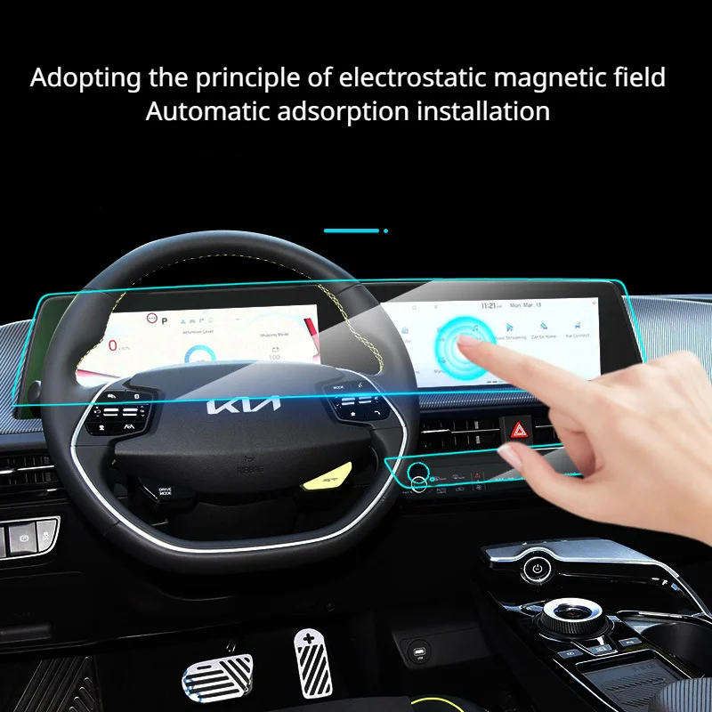 Screen Protection Film for KIA EV6 Central Control Navigation LCD Dashboard Tempered Film for Air Conditioning Screen HD 2023