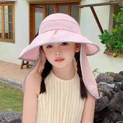 Child Large Brim Baby Sun Hat with Neck Shawl UV Protection Wide Brim Beach Hats Kids Bucket Hat Cap for Boys Girls Outdoor