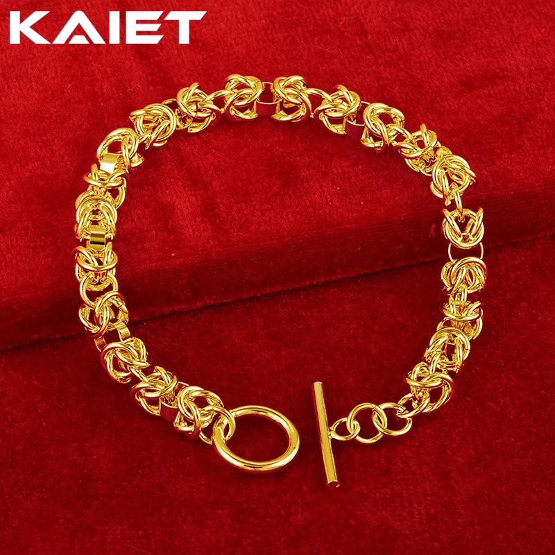 

KAIET 925 Sterling Silver Four Circle Chain Bracelet Plated With 18K Gold Wedding Party For Women Charm Fine Jewelry