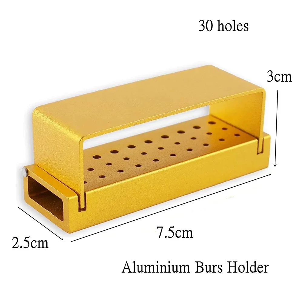30 stks/set Aluminium Tandheelkundige Burs Kit Met Houder Tandheelkundige Diamantboren Voor Hoge Snelheid Handstuk Turbine Burs Desinfectie Doos