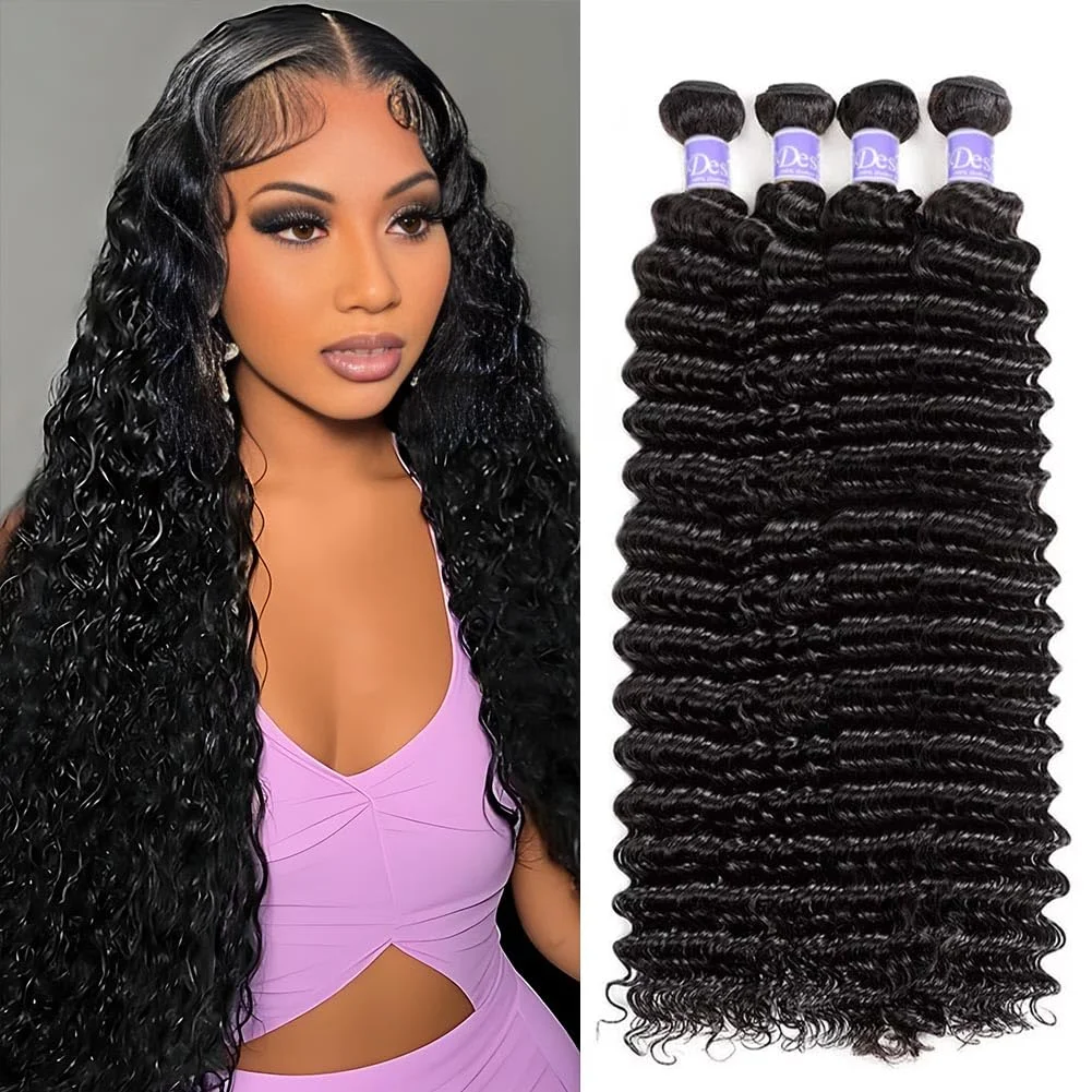 

Наборы натуральных волос Water Wave: свободные глубокие волны, 1, 2, 3, 4 пучка, бразильские черные кудрявые волосы Remy, натуральные волосы для наращивания