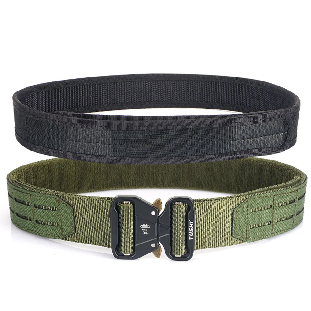 TUSHI 1.7 Inch Army Style Combat Belts Quick Release Tactical Belt Fashion Men Military Canvas Waistband Outdoor Hunting