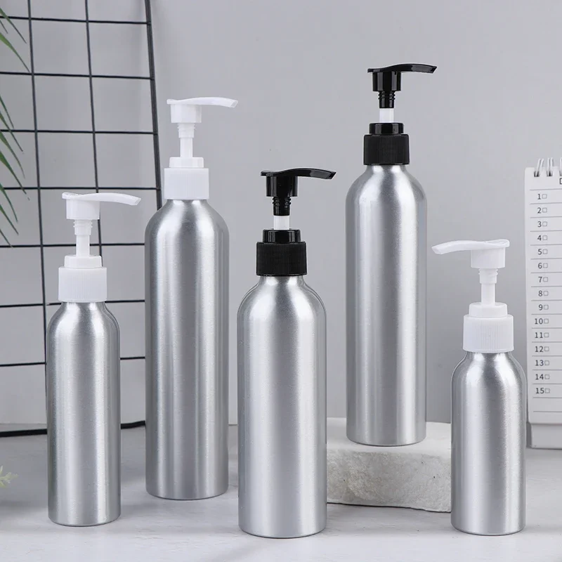30-150-300ml Spiral Lotion Pump Head Hand Washing Liquid Facial Cleanser Shampoo Aluminum Bottle Lotion Dispenser Empty