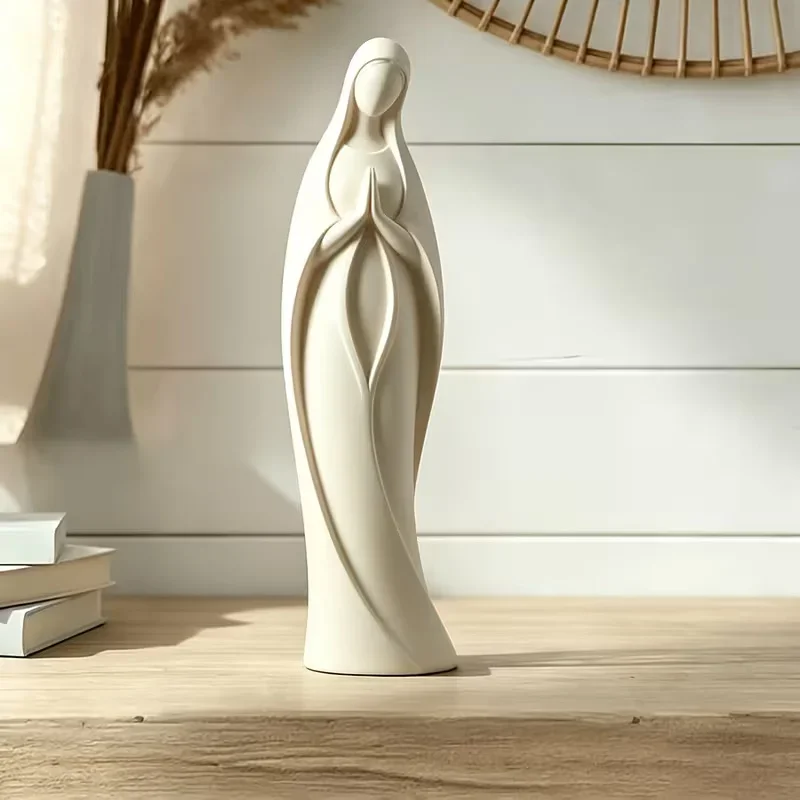 Elegante Jungfrau-Maria-Statue, Minimalistische 3D-Gedruckte Engel-Figur für Heim-Garten-Regal-Dekoration – Detail 5