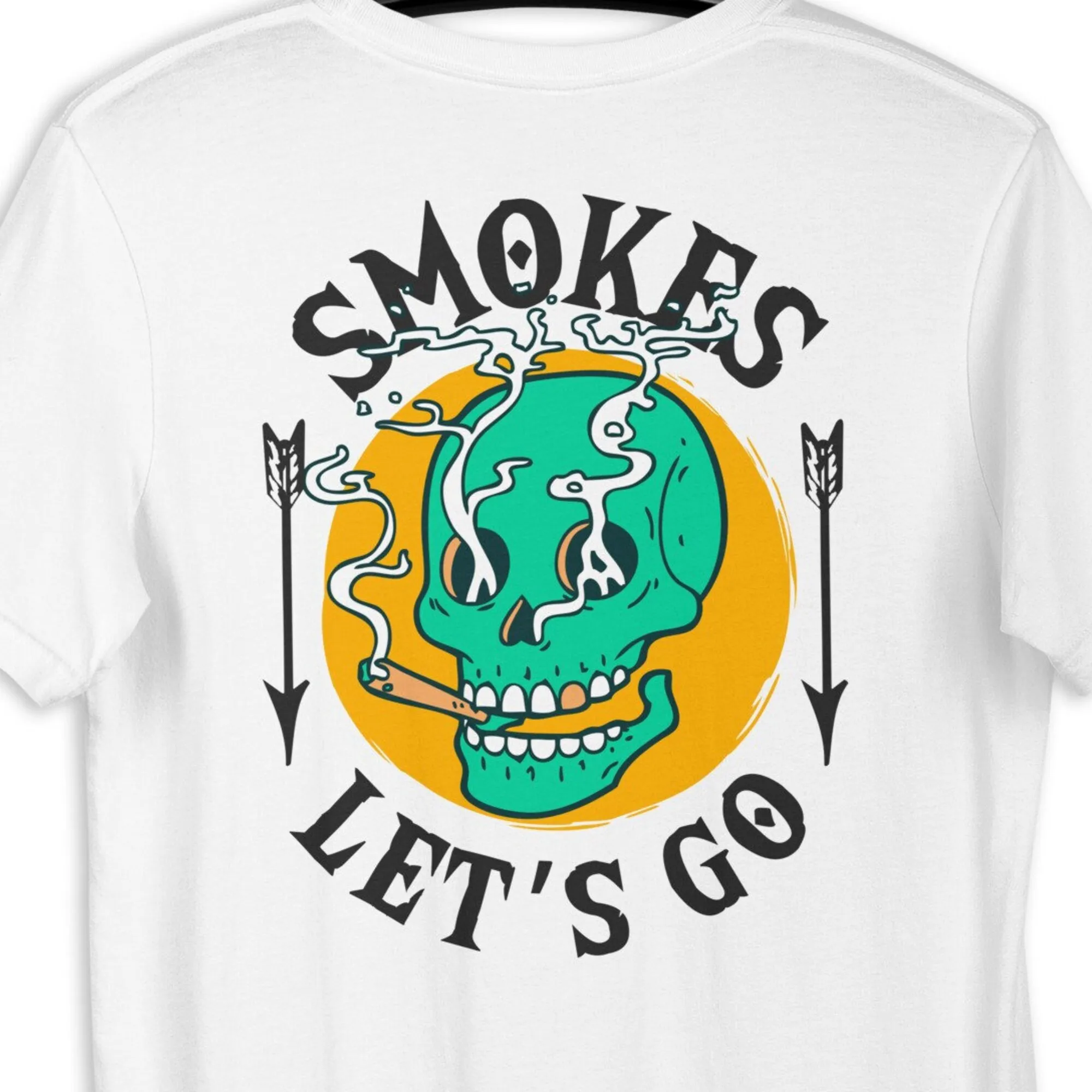 Smokes Lets Go Stoner T Shirt Smoker Pothead Oldschool Tattoo Clothing Cigarette Joint Smoking Skull Soft Cotton