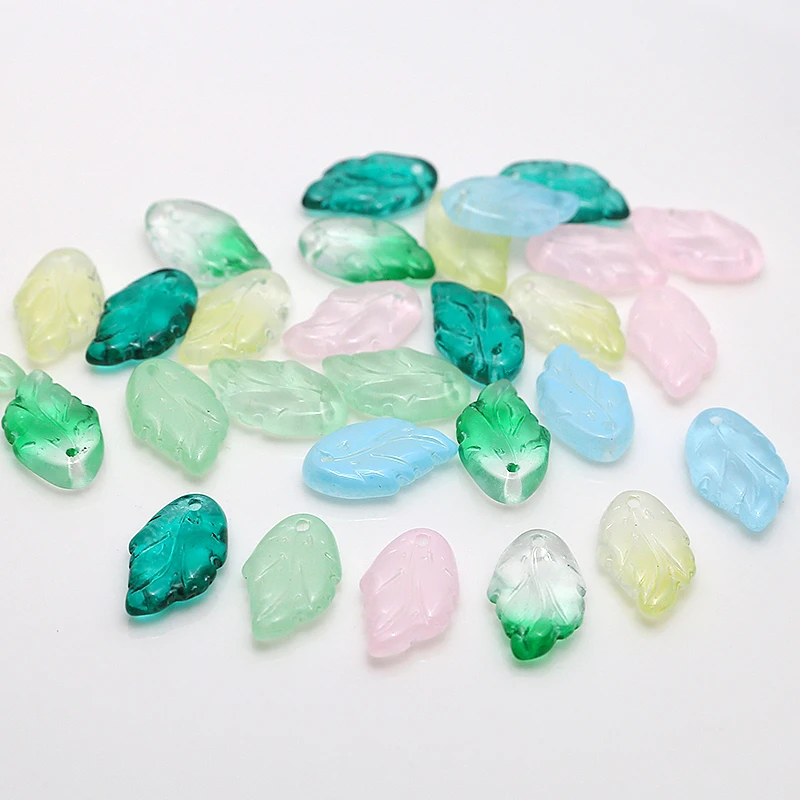 1pcs Diy Accessories Czech Coloured Glaze Leaf Pendant Ancient Hanfu Accessories Hair Decoration Material Handmade Charms