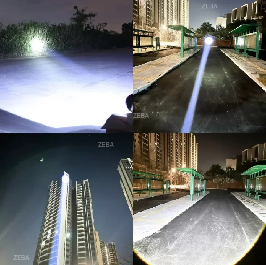 200000LM Most Powerful Flashlights 5 Modes Type-C Rechargeable LED Torch Zoomable High Power LED Flashlight USB Tactical Lantern