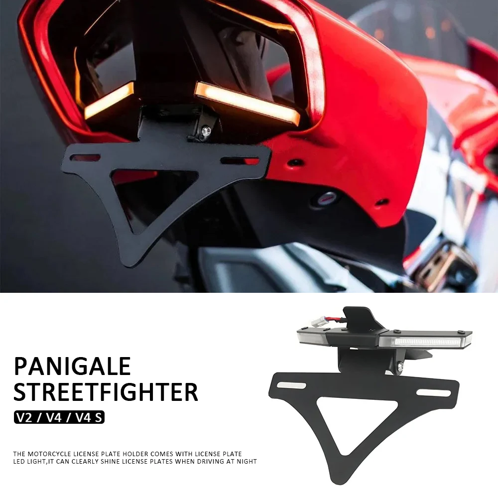 

Motorcycle License Plate Bracket Holder For Ducati Panigale V4S Streetfighter V4 S V2 2020-2024 Rear Short Tail Bracket Kit
