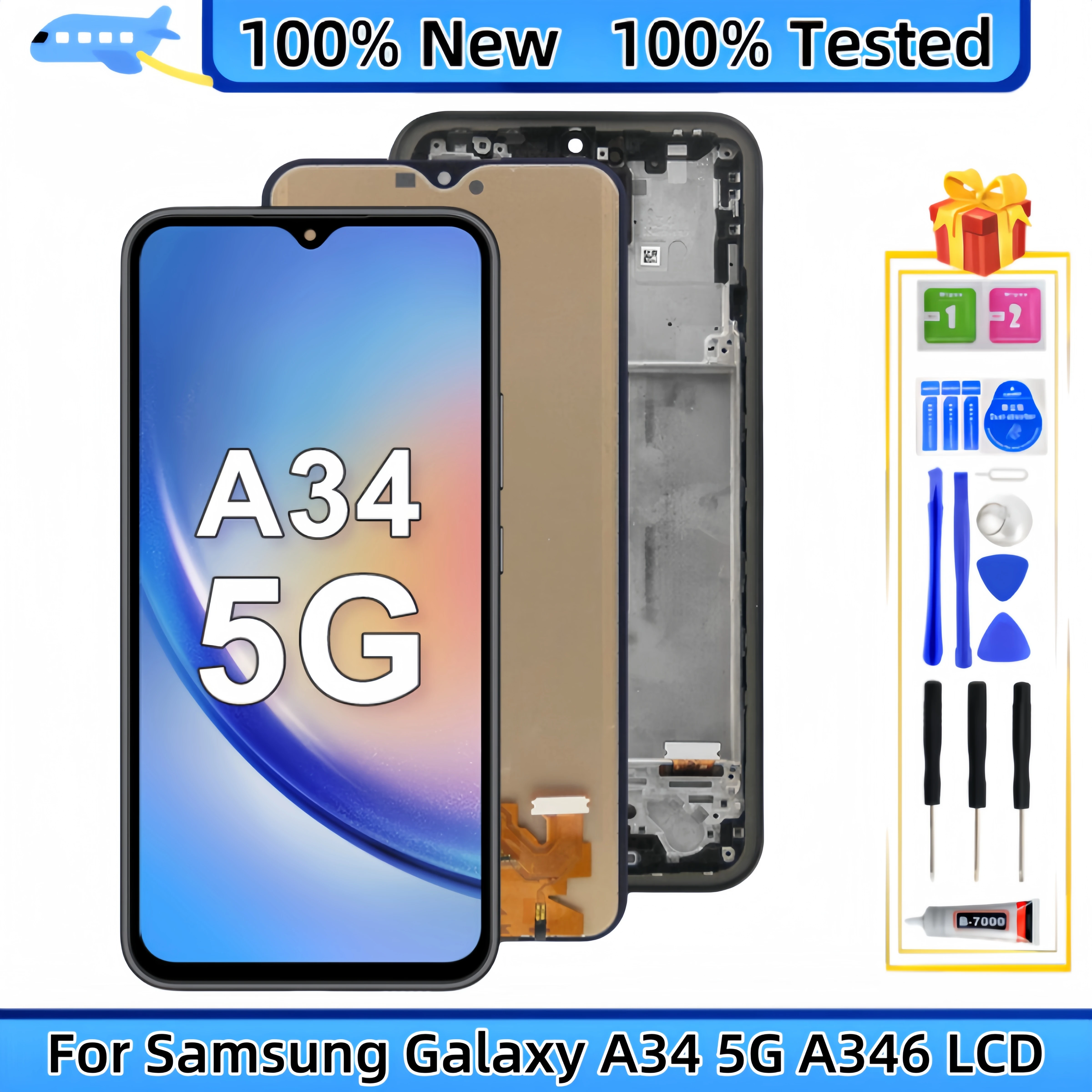 LCD Display Touch Screen Digitizer Assembly Replacement, for Samsung Galaxy A34, A346, SM-A346E, SM-A346B, SM-A346M