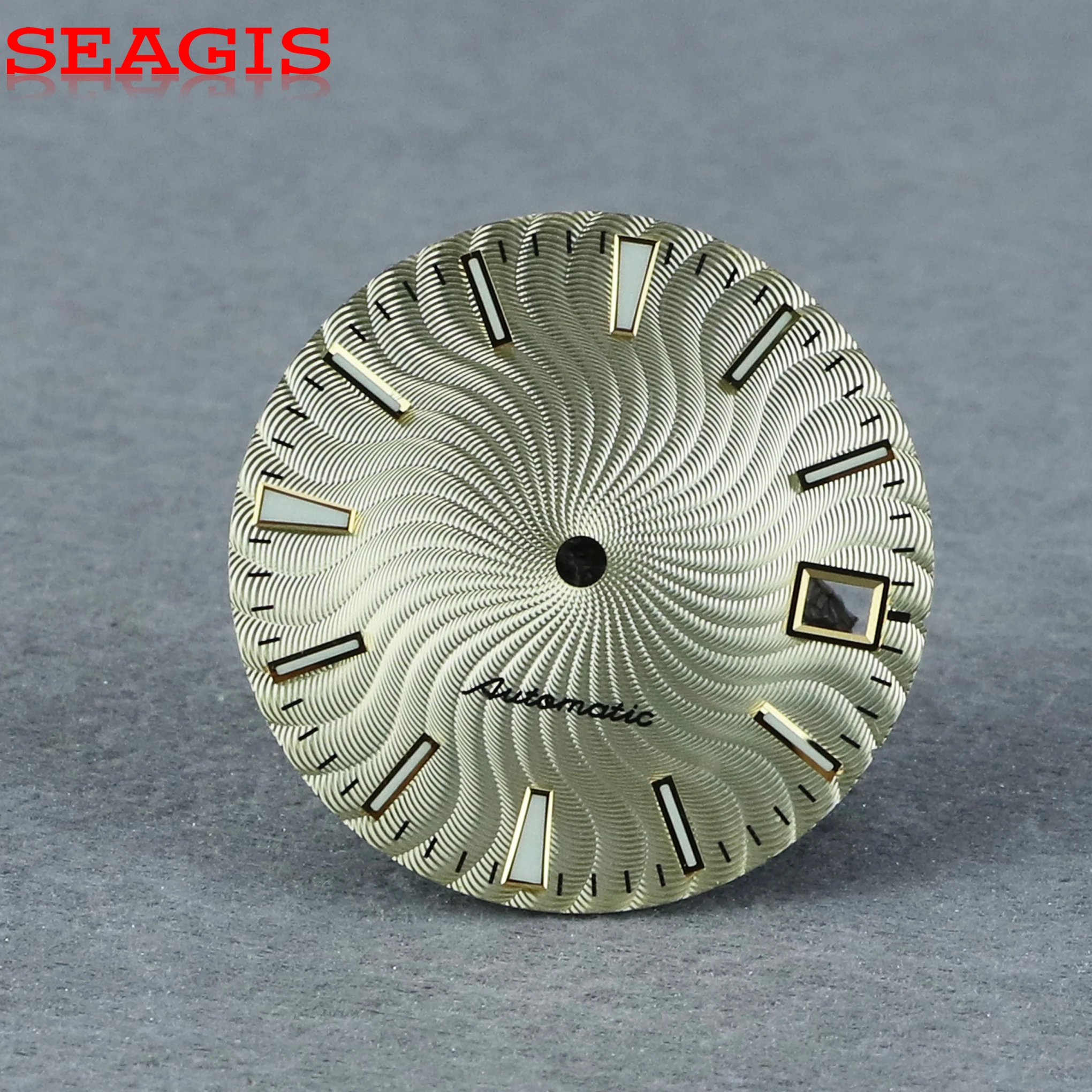 ساعة SEAGIS متعددة الألوان بمينا Guilloche 28.5 ملم NH35/36 حركة أزرق لوم بدون شعار ساعة فاخرة