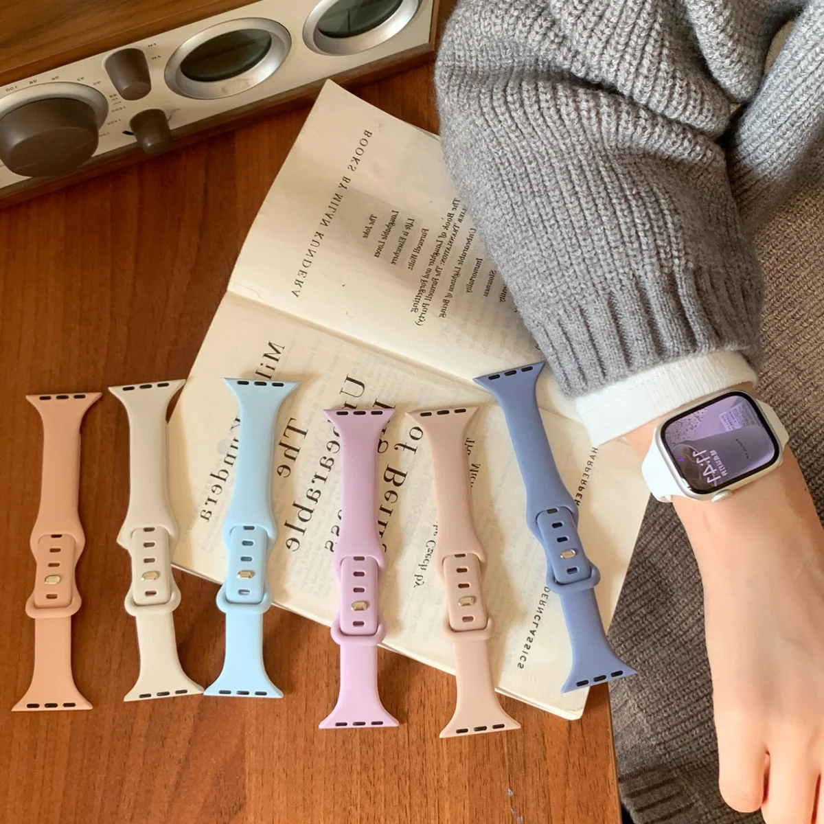 Slim Silicone Strap For Apple Watch Band 40mm 41mm 42-38mm 45mm 44mm sport bracelet iwatch series 8 7 se 10 4 5 6 9 ultra 2 49mm