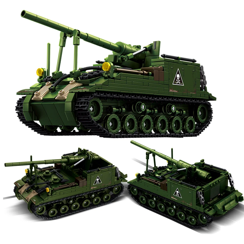 

WW2 Military Army Soldiers World War 2 M40 Gun Motor Carriage Model ​Building Blocks Bricks Educational Children's Toys Gift