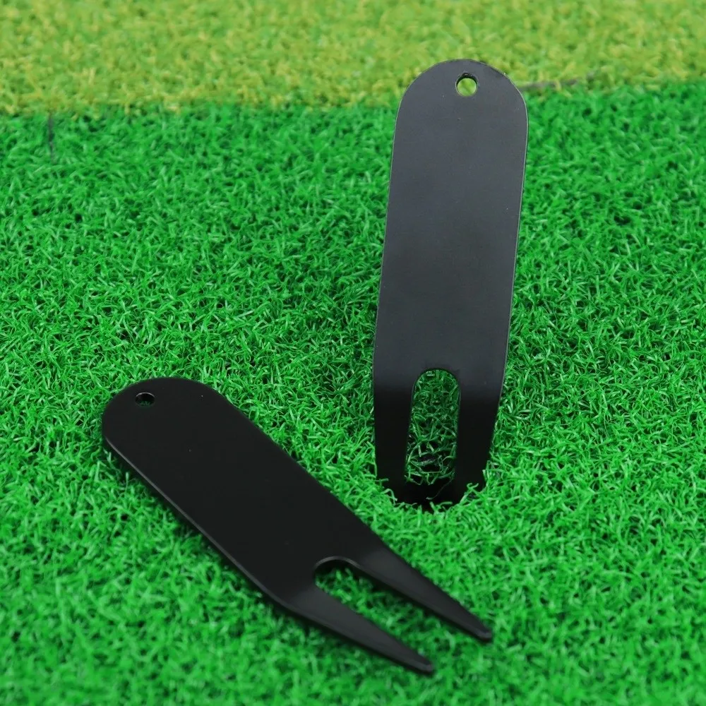 Metal Bending Golf Divot Repair Tool Aluminum alloy Slim Flat Fairway Repair Fork Hanging Hole Portable Green Divot Fork