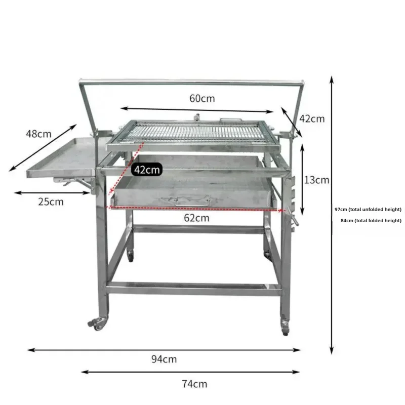 Professional 360° Rotating Grill Heavy Duty Stainless Steel BBQ Spit Rotisserie for Chicken Fish Lamb Outdoor Party Cooking 5