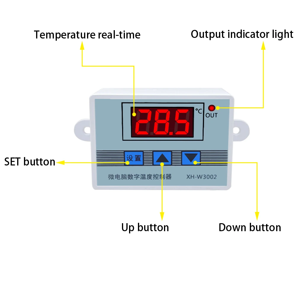 W3002 12V 24V 110V 220V LED Digital Temperature Controller Thermostat Thermometer Incubator Fridge Heating Cooling Heater