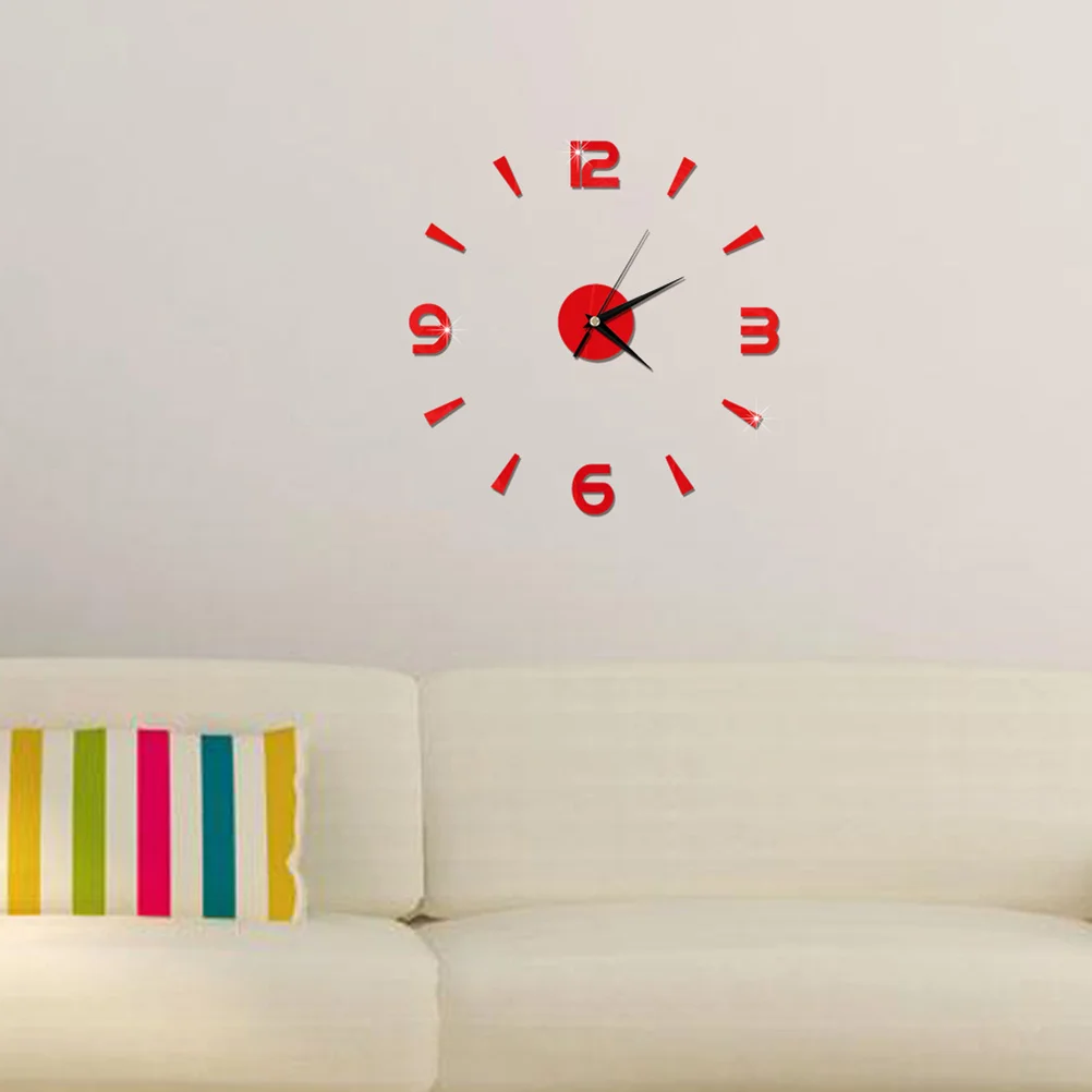 

3D Diy Wall Clock Modern Acrylic Decorative Home Living Room Bedroom Red Multipurpose Gift Holiday Business Anti-Wear