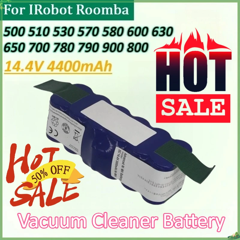 

14.4V 4400mAh Battery for IRobot Roomba Vacuum Cleaner 580 600 630 500 510 530 650 700 780 570 790 800 900 Series 895 891 890