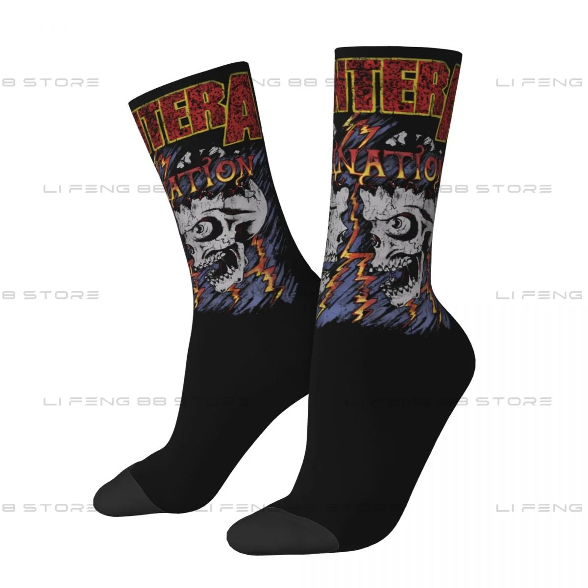 Rock Art Skull Pantera Unisex Winter Socks Hiking Happy Socks Street Style Crazy Sock