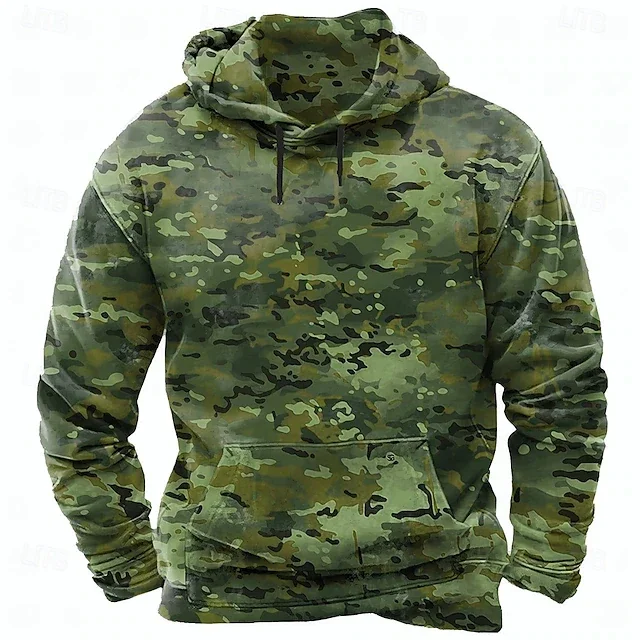 Herren Vintage Camouflage 3D-Druck Hoodie Taktischer Militär-Camo-Pullover Kapuzenpullover Outdoor Streetwear Top – Detail 5