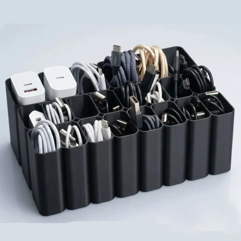 Image of 1 Stück 11/22 Fächer USB-Kabel-Aufbewahrungsbox/-Ablage, Desktop-Kabel-Organizer, geeignet für Schreibtischschubladen in Heim und Büro