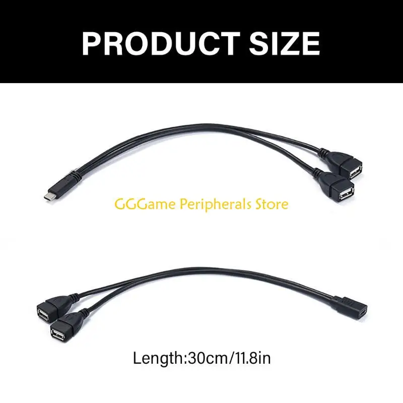 U55B 30 سم نوع C إلى خط شحن أنثى USB مزدوج 5 فولت 3 أمبير سلك إمداد الطاقة لا يدعم البيانات للهواتف الذكية والأجهزة اللوحية #6